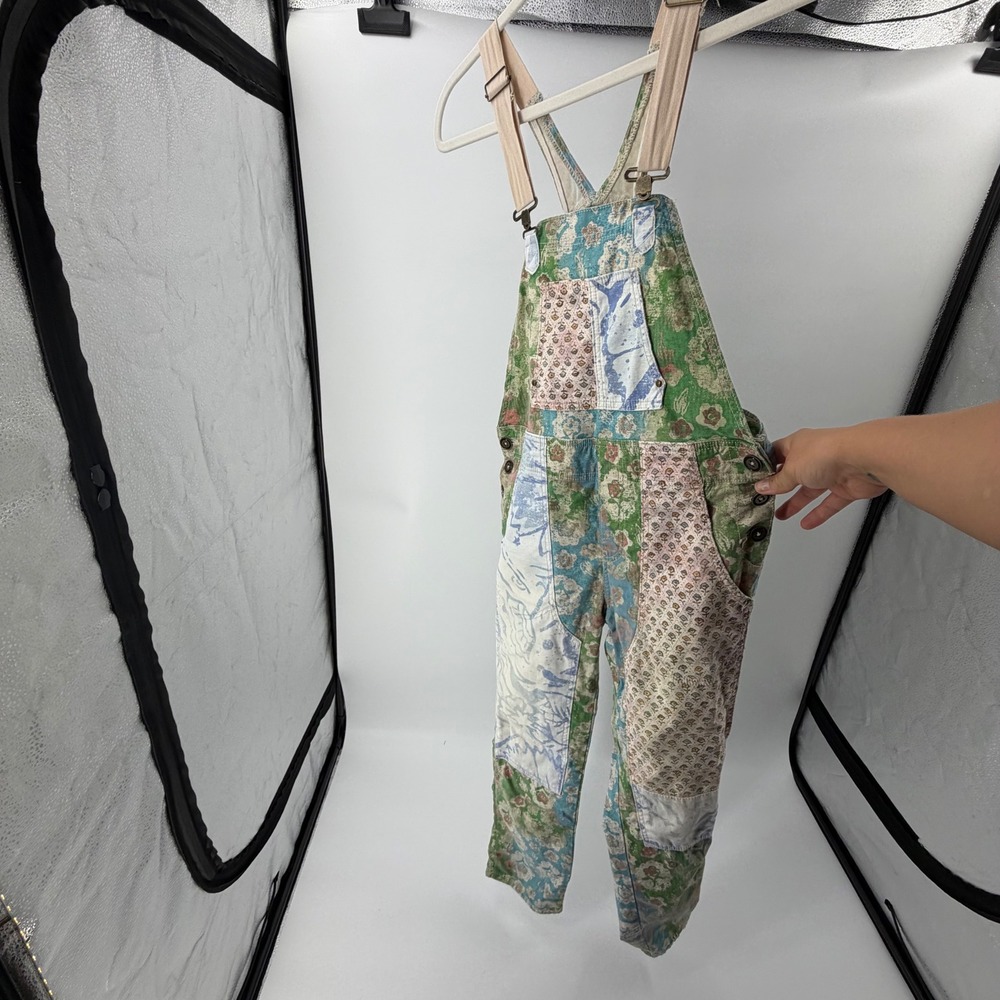 Pilcro Wanderer Overalls 25 Patchwork Floral Boho Anthropologie Cottagecore - Picture 3 of 9